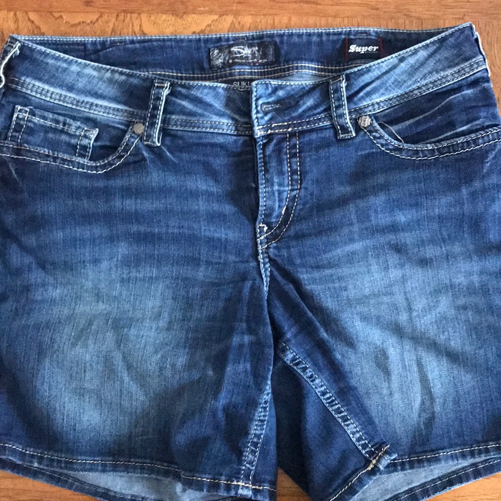 Silver jean shorts
